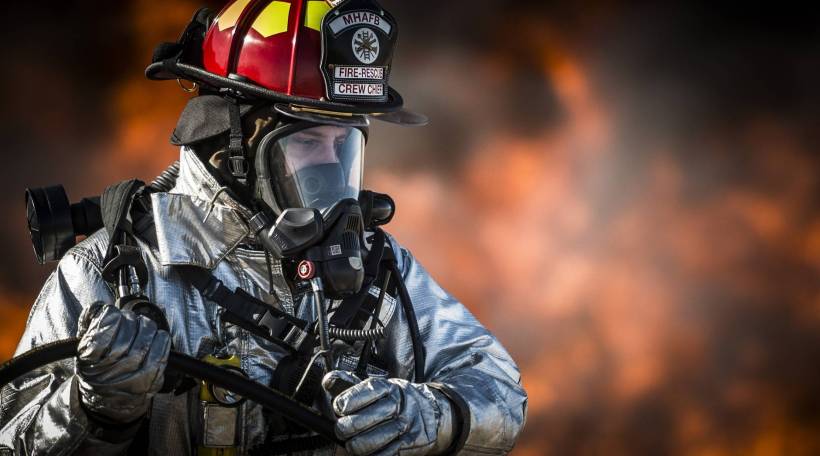 fire portrait helmet firefighter